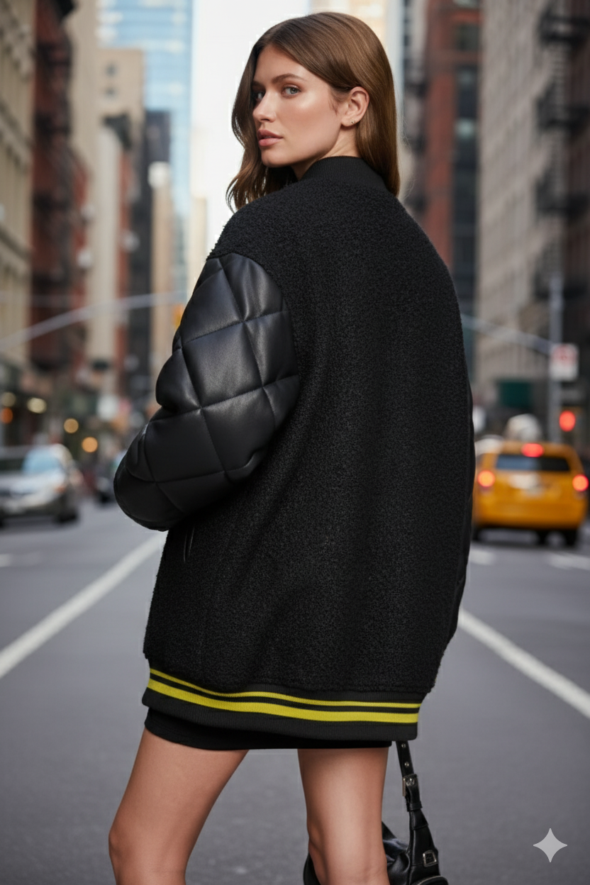 DKNY Long Sleeve Bouclé Logo Button Jacket – Timeless Elegance