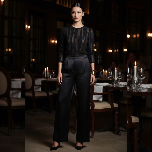 DKNY Women's Layered Mixed Stitch Sweater Crewneck Recycled Blend Blue Black