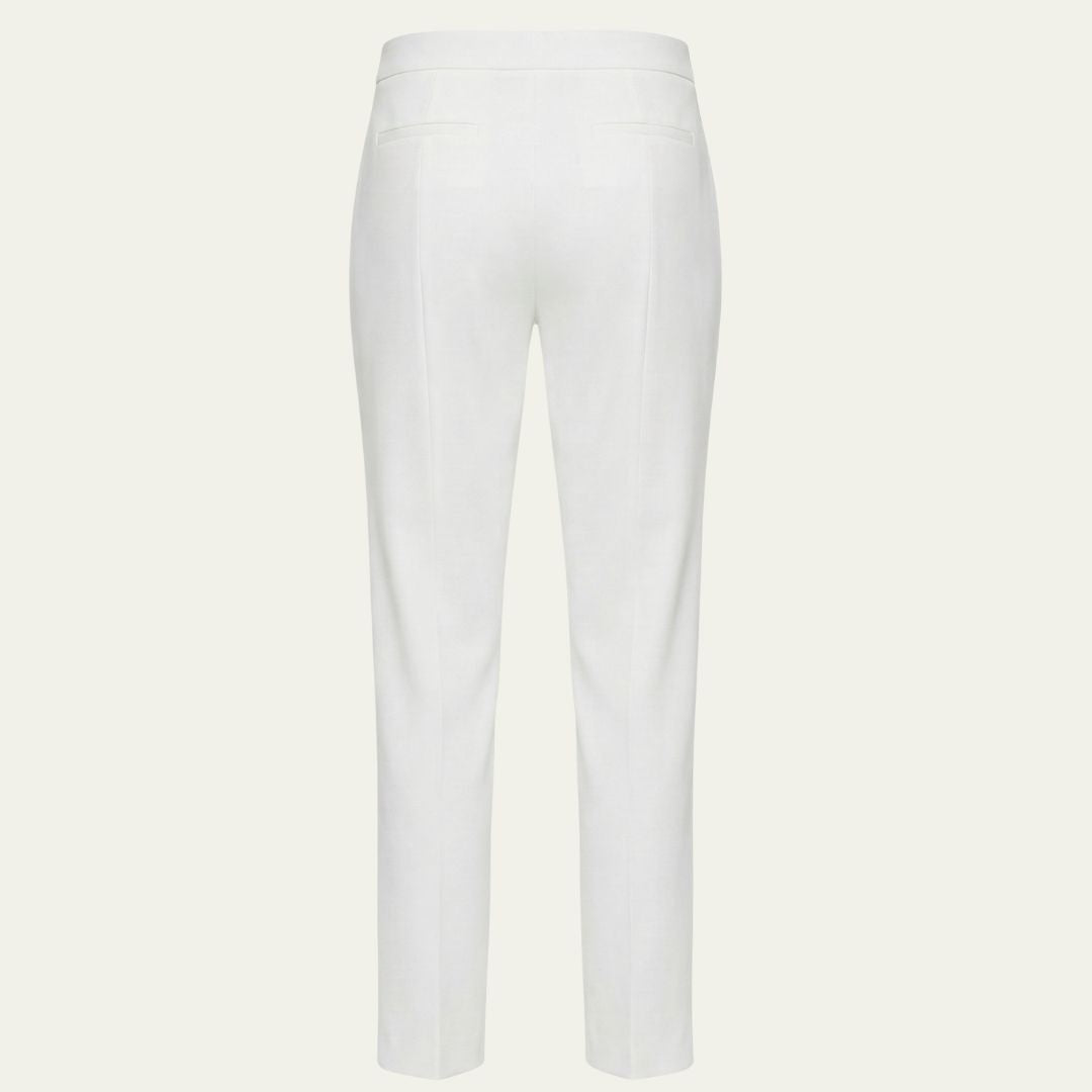 DKNY Women's Foundation Slim Pants Mid-Rise Side Slits Ankle Length White
