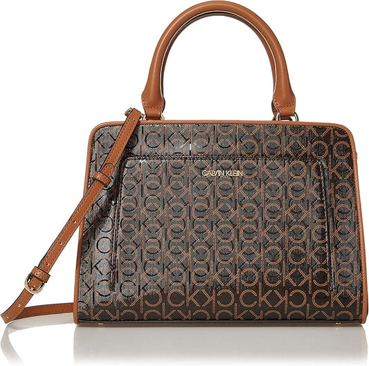Calvin Klein Margot Satchel – Textured Logo Elegance with Everyday Function