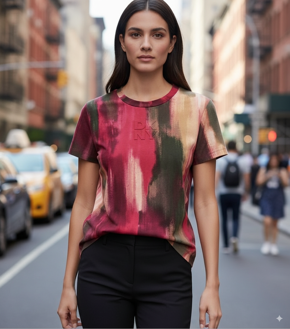 DKNY Abstract-Print Logo Tee – Effortless Style, Everyday Comfort