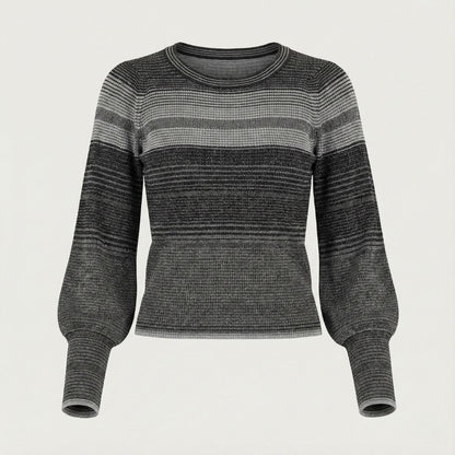 BCBG Balloon-Sleeve Crewneck Sweater – Sculpted Elegance with a Modern Twist