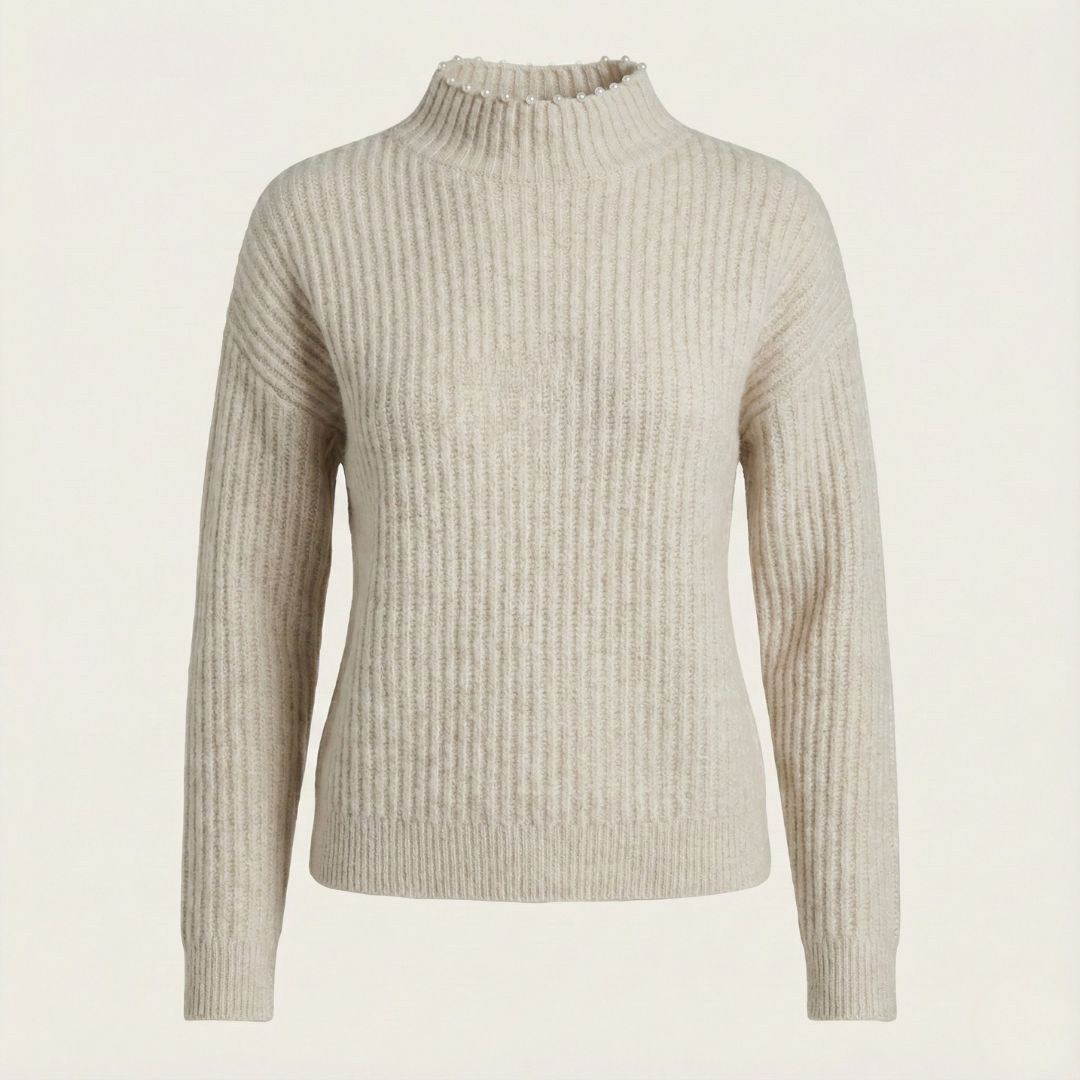 BCBG Mock Neck Long Sleeve Sweater – Cozy Texture with Effortless Elegance