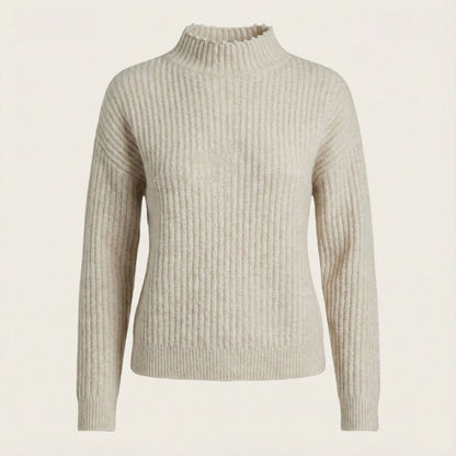 BCBG Mock Neck Long Sleeve Sweater – Cozy Texture with Effortless Elegance
