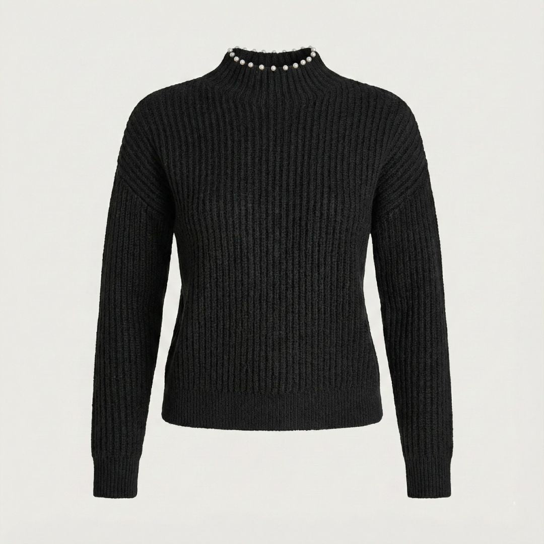 BCBG Mock Neck Long Sleeve Sweater – Cozy Texture with Effortless Elegance
