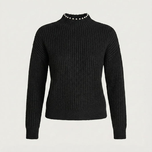 BCBG Mock Neck Long Sleeve Sweater – Cozy Texture with Effortless Elegance