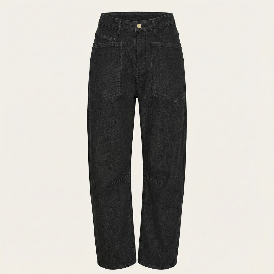 BCBG Women’s Barrel-Leg Mid Rise Jeans – Sculpted Fit with Modern Structure