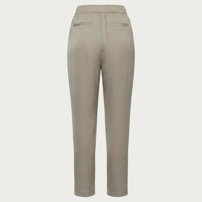 DKNY Women’s Beige Elastic Waist Zipper Trousers | Comfortable Tailored Pants