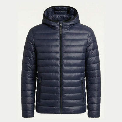 Calvin Klein Men's Quilted Packable Jacket Water-Resistant Nylon Hooded Brown