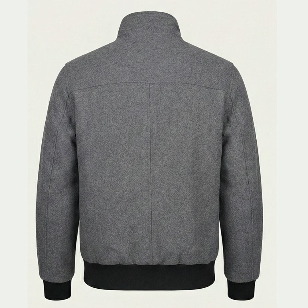 Calvin Klein Men's Wool Blend Bomber Jacket Knit Trim & Quilted Lining Grey
