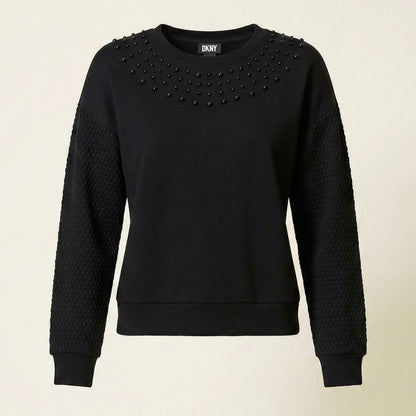 DKNY Mix Media Bubble Sweatshirt – Modern Texture Meets Everyday Comfort