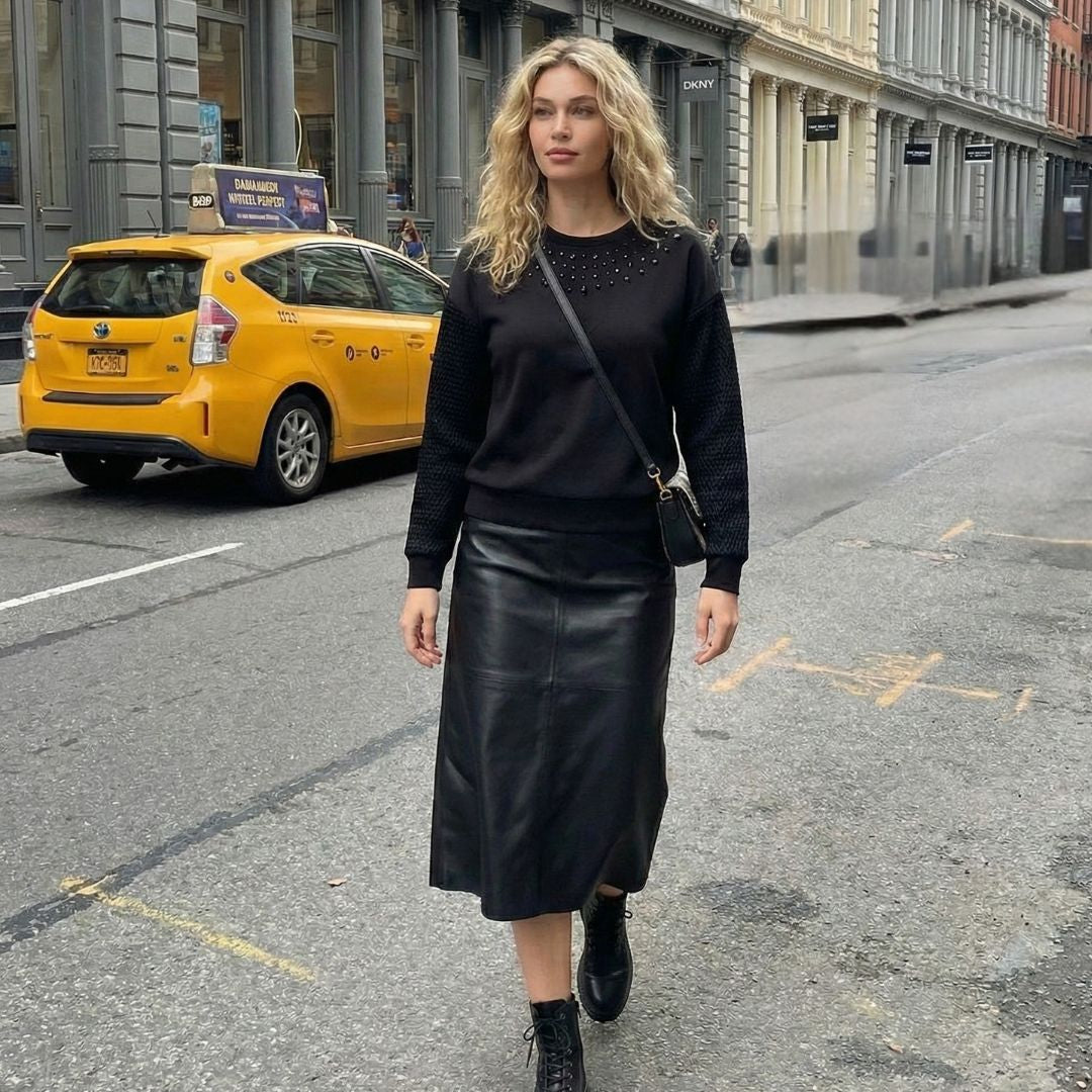 DKNY Mix Media Bubble Sweatshirt – Modern Texture Meets Everyday Comfort