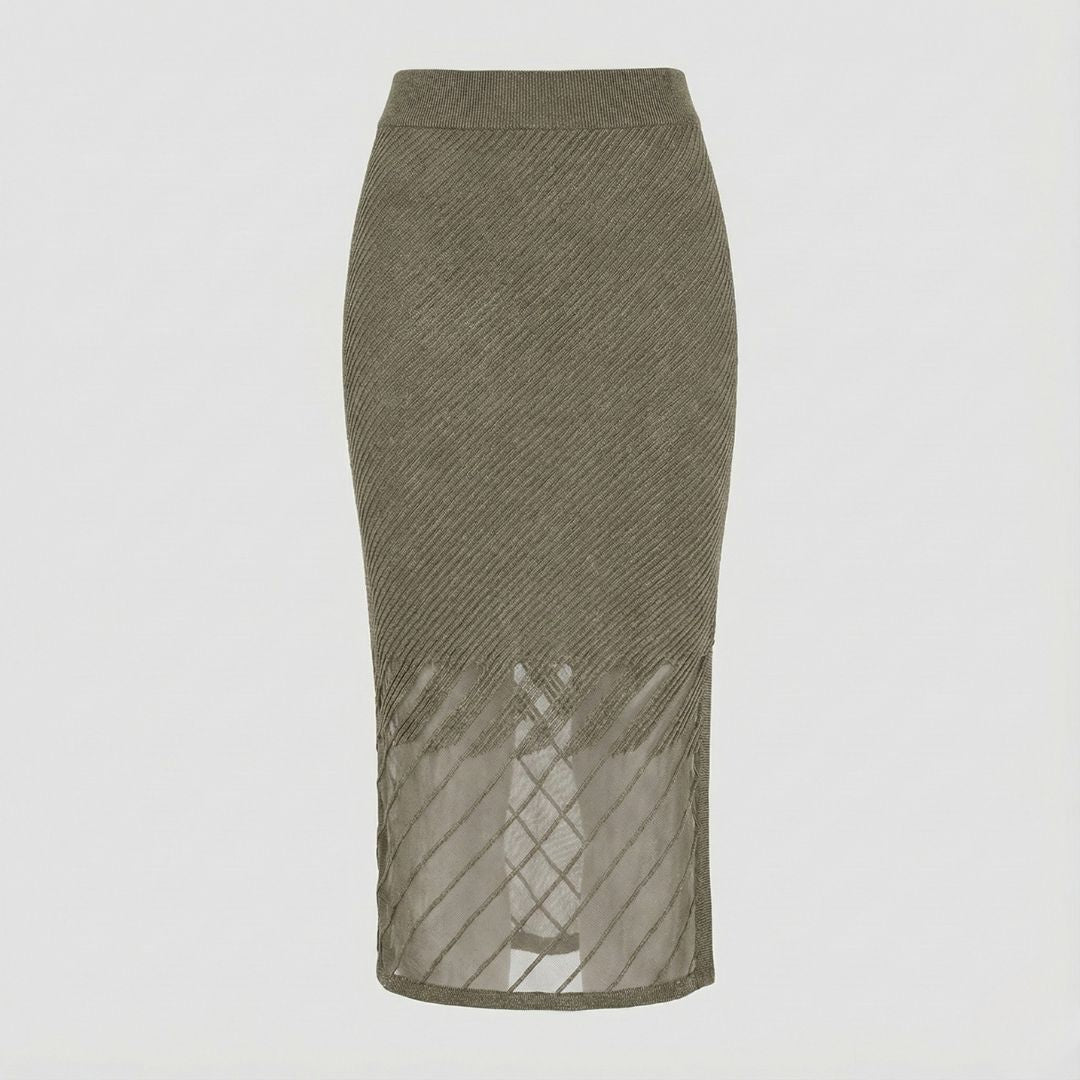 DKNY Ribbed Midi Skirt – Sleek, Sophisticated, and Effortlessly Flattering