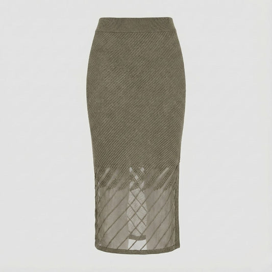 DKNY Ribbed Midi Skirt – Sleek, Sophisticated, and Effortlessly Flattering