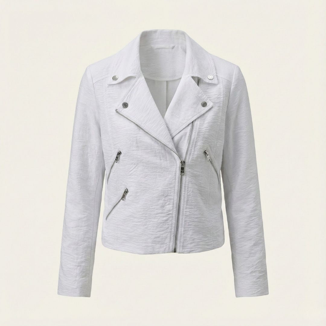 DKNY Zipper Detailed Crinkle Jacket for Women – Modern Texture, Effortless Edge