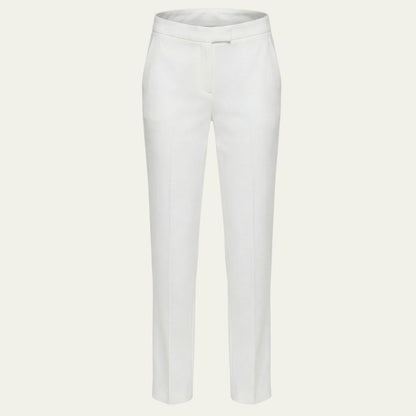 DKNY Women's Foundation Slim Pants Mid-Rise Side Slits Ankle Length White