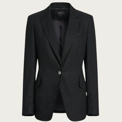DKNY Women's Zig Zag Stitch Blazer Soft Lyocell Nylon Blend Unlined Black