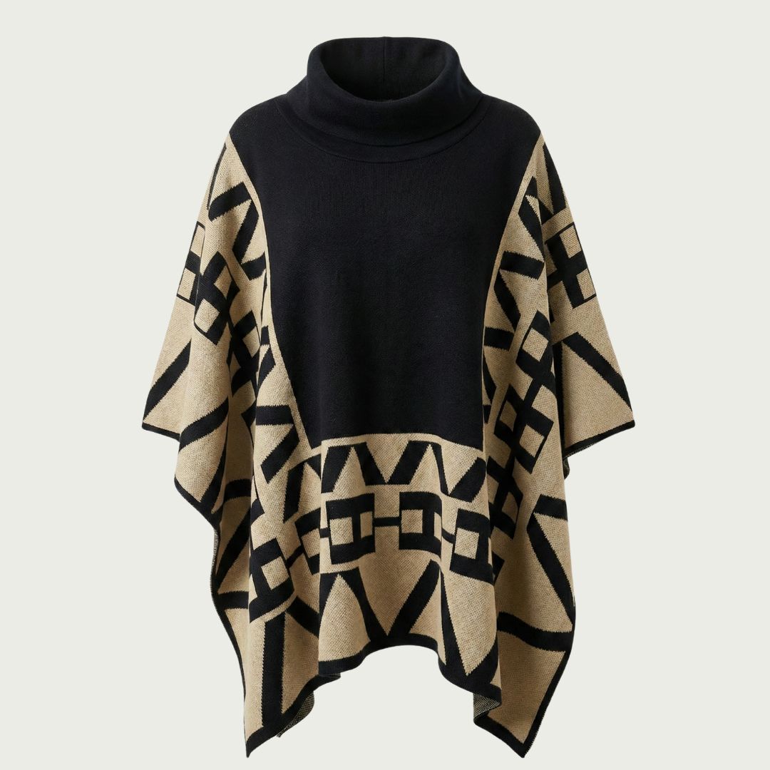 Duna: Architectural High Neck Knit Cape