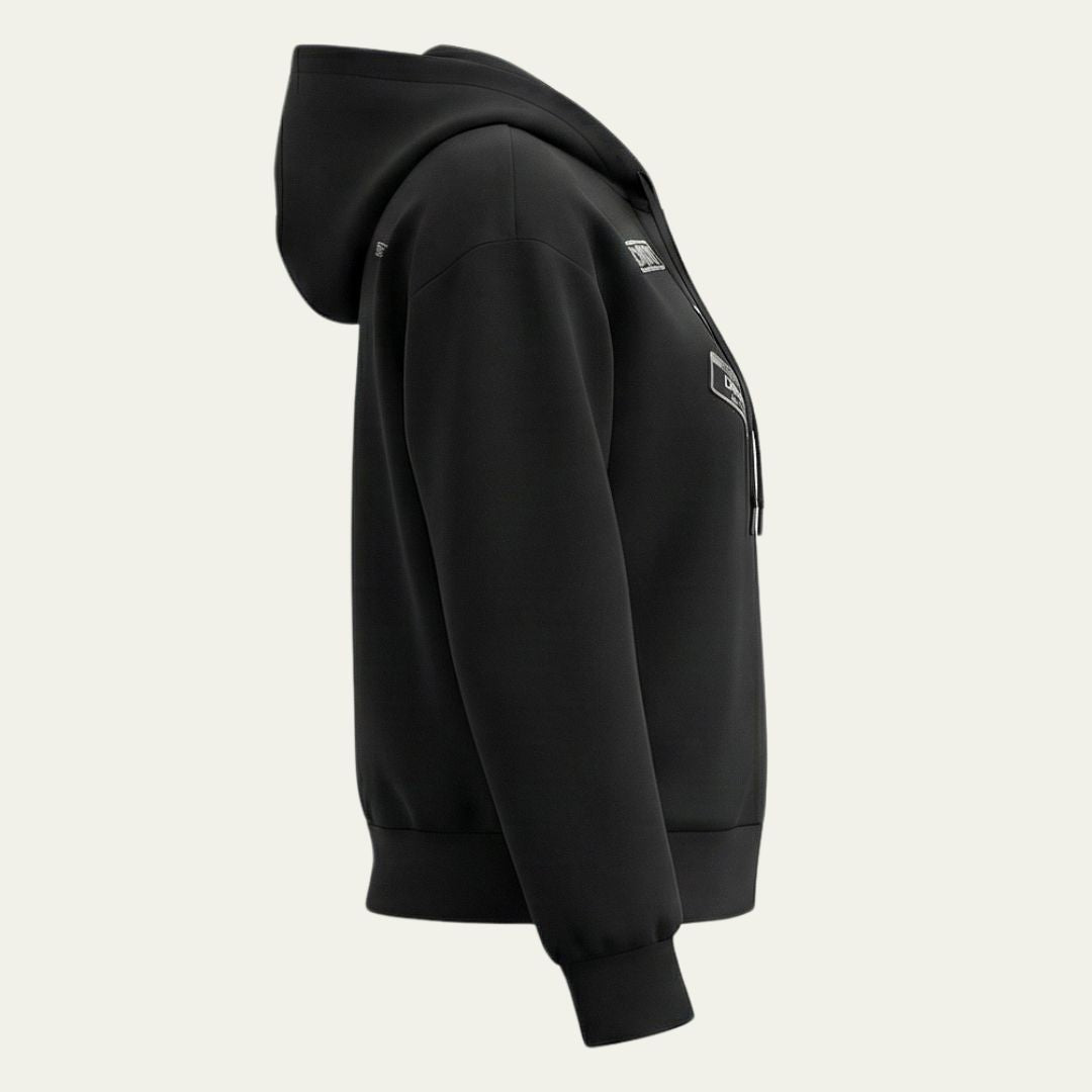 DKNY Women's Zip-Up Hoodie Jacket Stretch Performance Fabric Black