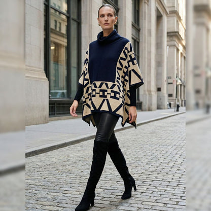 Duna: Architectural High Neck Knit Cape