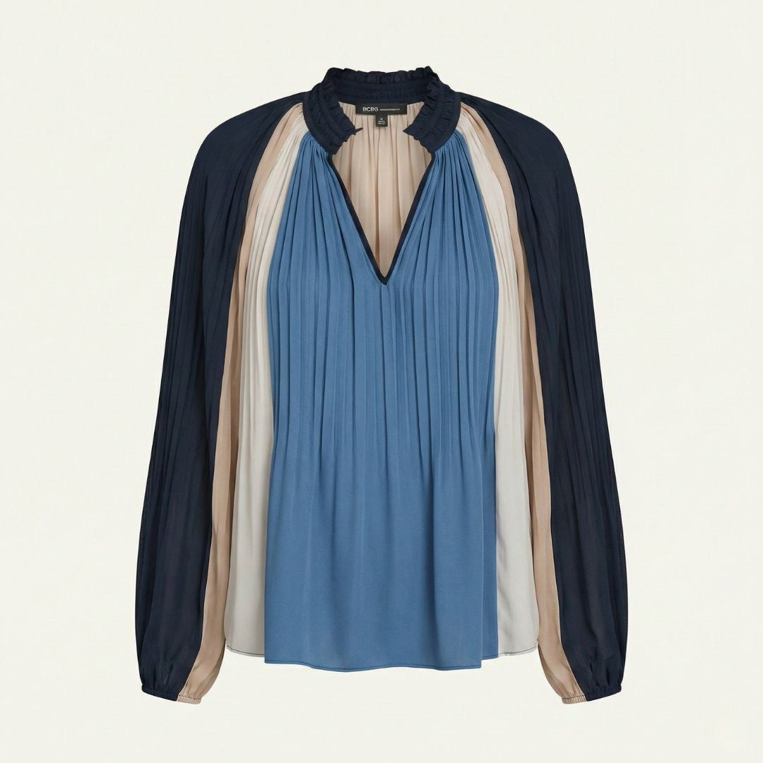 BCBG Women’s Pleated Long Sleeve Top – Refined Elegance, Effortless Fit