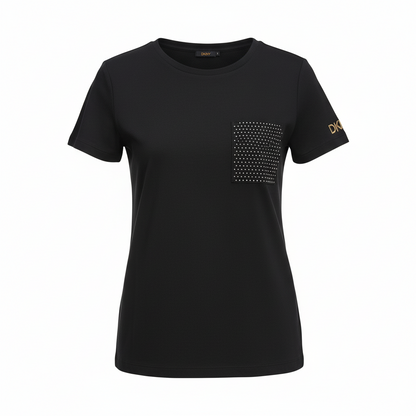 DKNY – Effortless Edge: Studded-Pocket Short-Sleeve Tee
