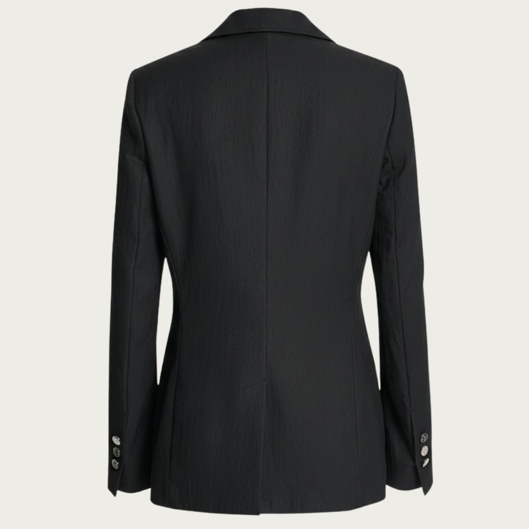 DKNY Women's Zig Zag Stitch Blazer Soft Lyocell Nylon Blend Unlined Black
