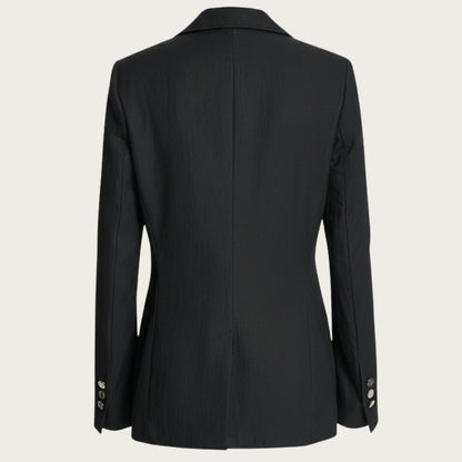 DKNY Women's Zig Zag Stitch Blazer Soft Lyocell Nylon Blend Unlined Black